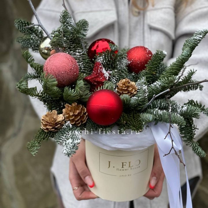 Новогодняя композиция в коробке ред в Брянске