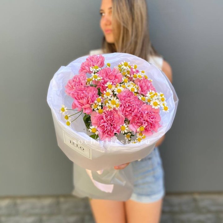 Дуобукет диантусов и ромашек в Брянске