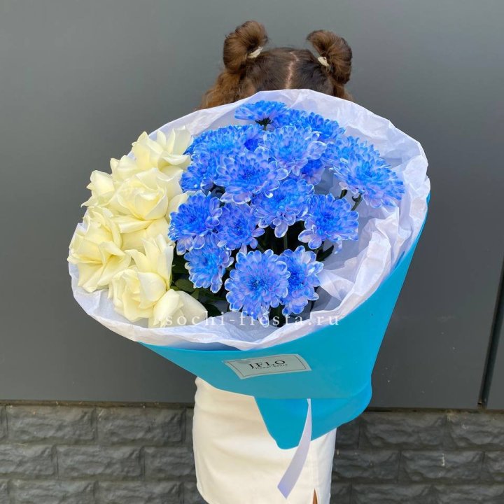 Дуо букет розы и хризантема в Брянске