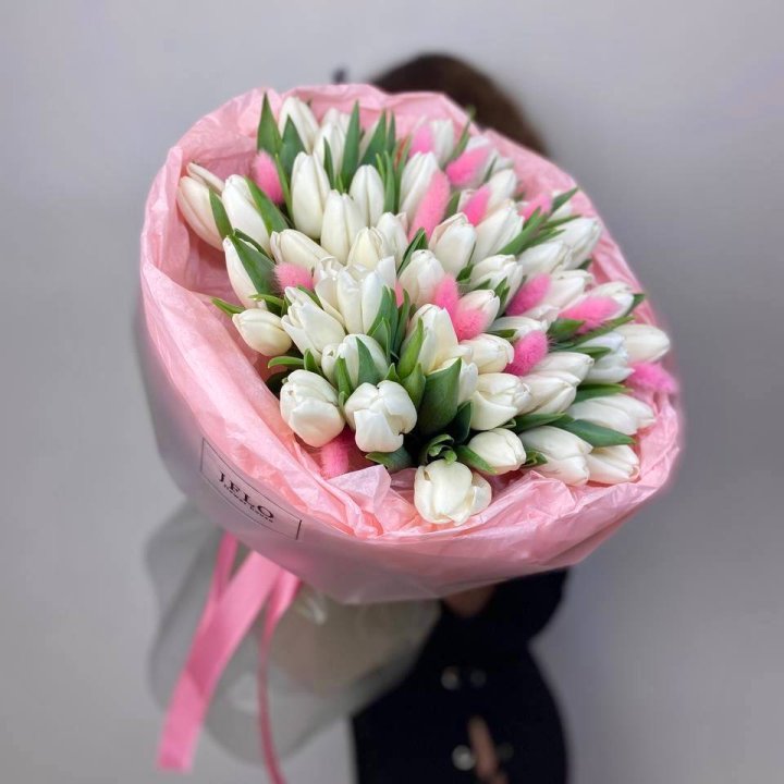 51 белый тюльпан "Рози" в Брянске