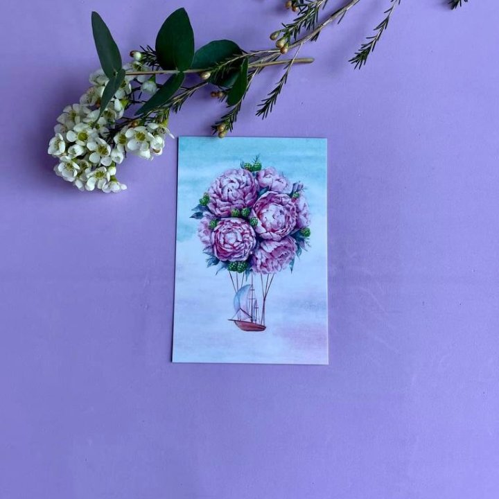 Открытка к букету "Пион" в Брянске