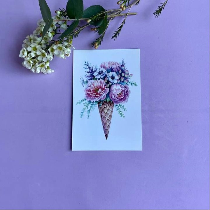 Открытка к букету "Цветочно-кремовый" в Брянске