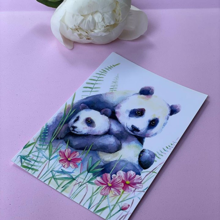 Открытка к букету "Объятие Панды" в Брянске