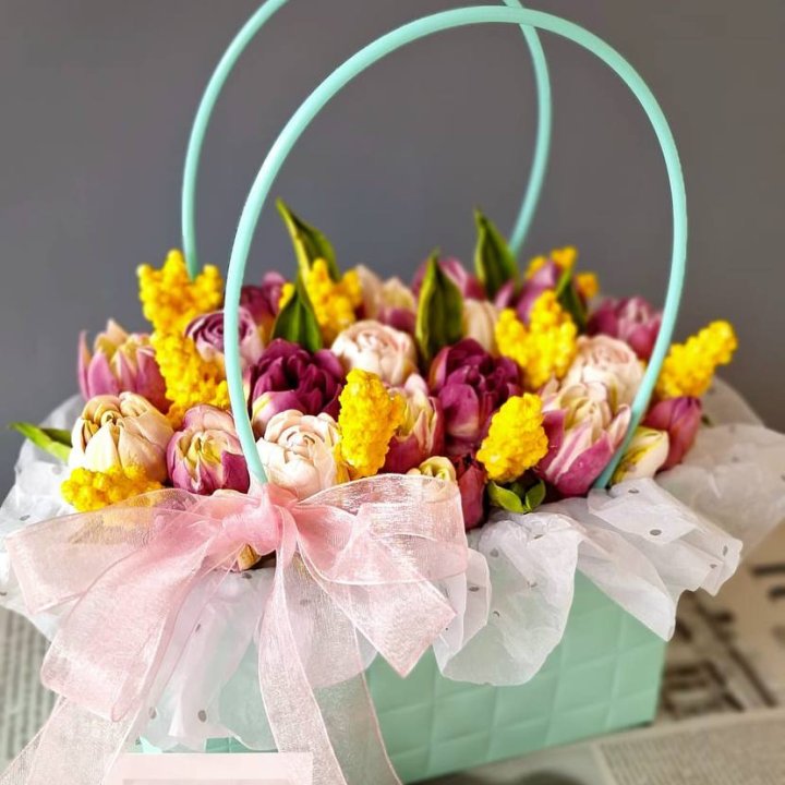 Тюльпаны в сумочке из зефира в Брянске