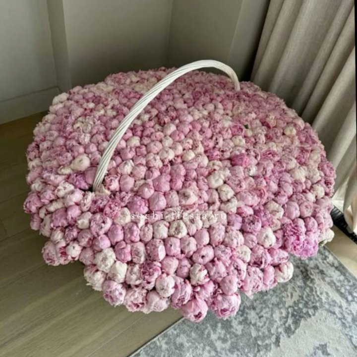 Корзина 555 пионов в Брянске