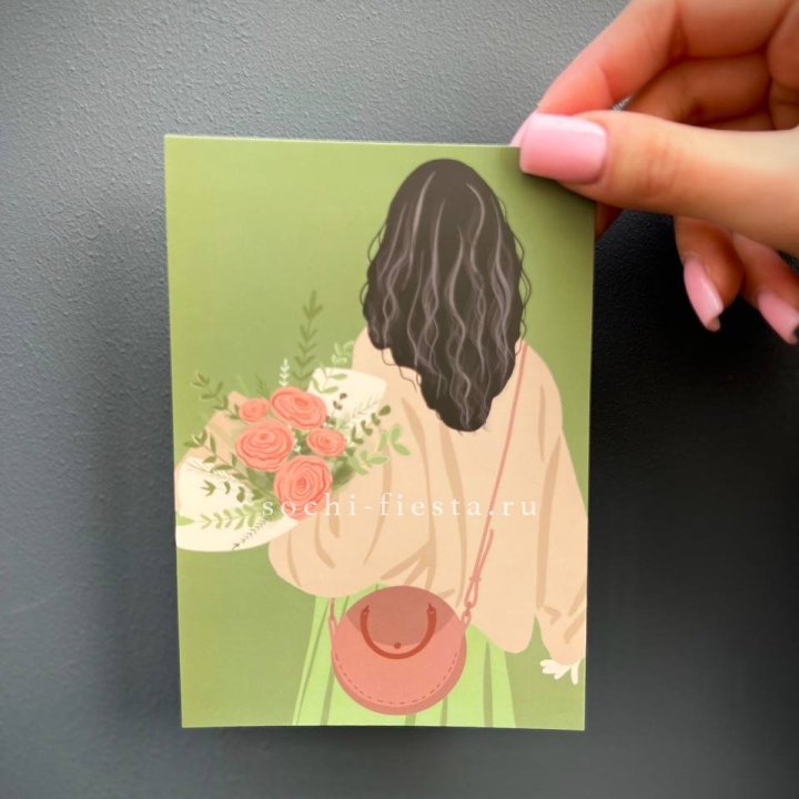 Открытка к букету "Потрясающая девушка" в Брянске