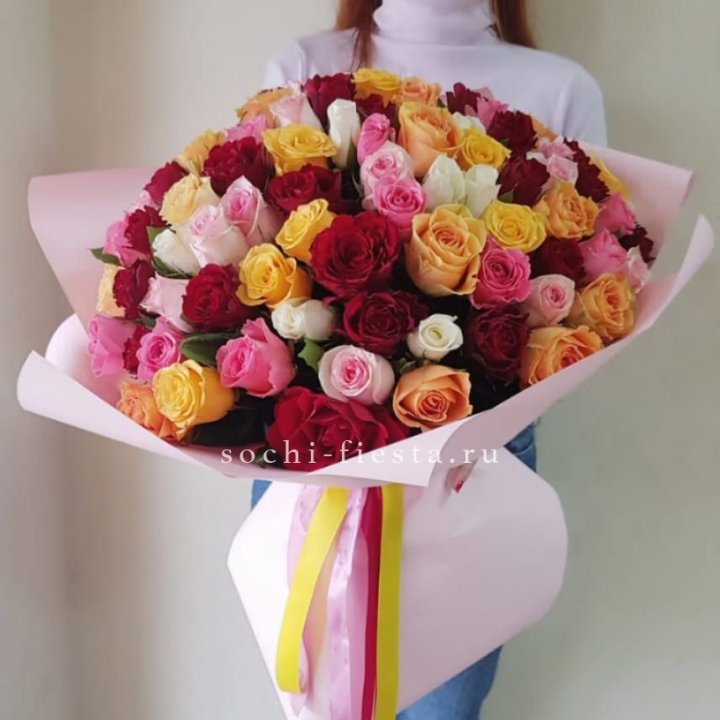 101 роза Кенийский микс "Нежность" в Брянске