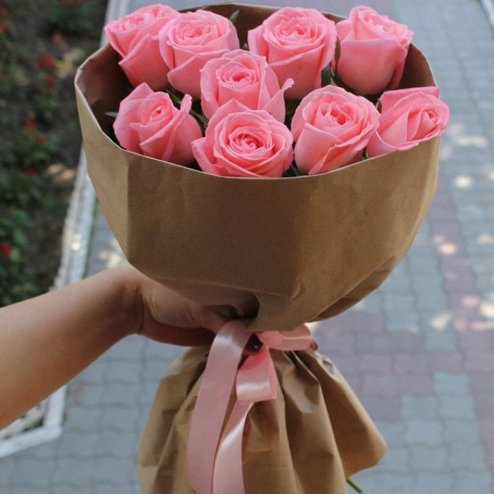 9 розовых роз в Брянске