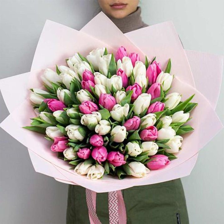 61 бело-розовый тюльпан в Брянске