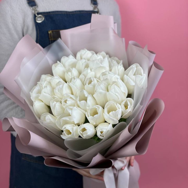 Букет белых тюльпанов "Пур-пур" в Брянске